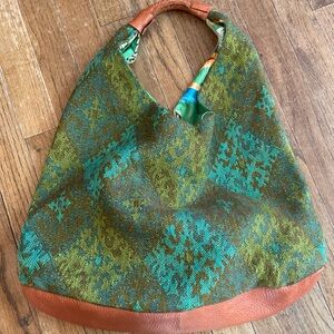 Green Patterned Hobo Bag